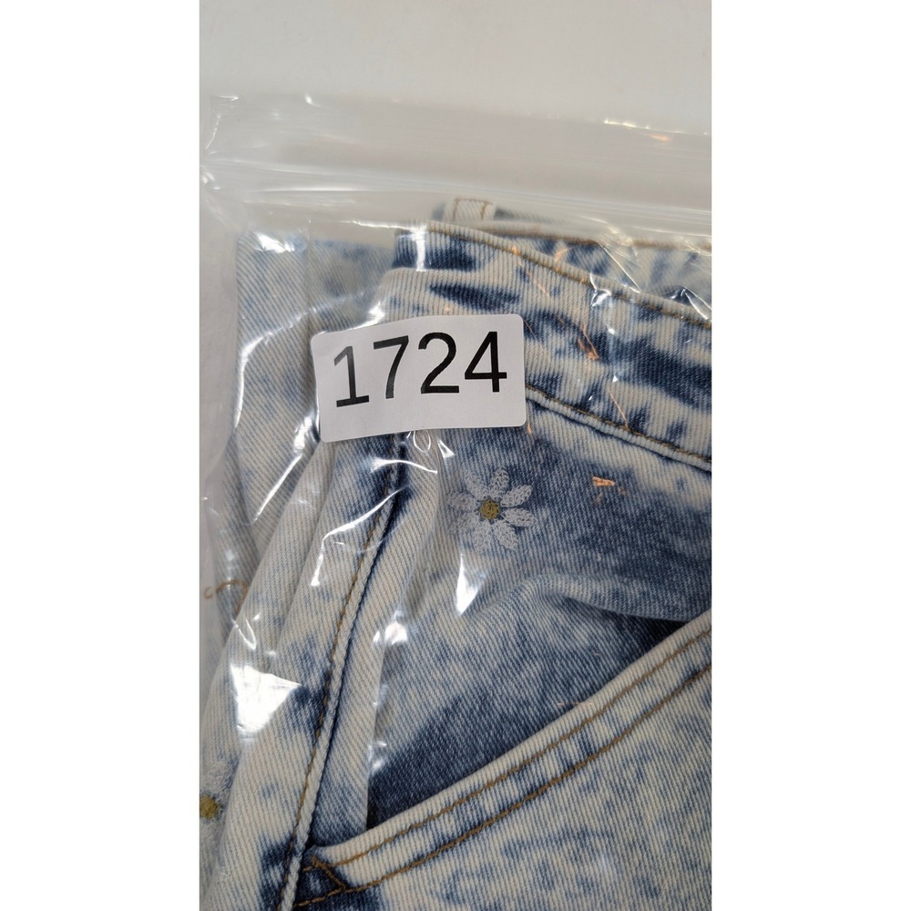 Cali 1850 Womens Acid Wash Daisy Embroidered Straight Leg Jeans Blue Size 5/27 - Picture 11 of 11